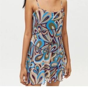 Urban Outfitters Blue, Brown, Olive & Purple Mini Dress